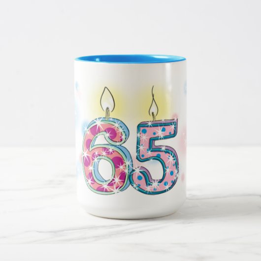 65. Geburtstag Zweifarbige Tasse (Mittel)