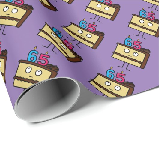 65. Geburtstags-Kuchen mit Kerzen Geschenkpapier (Rolleneckpunkt)