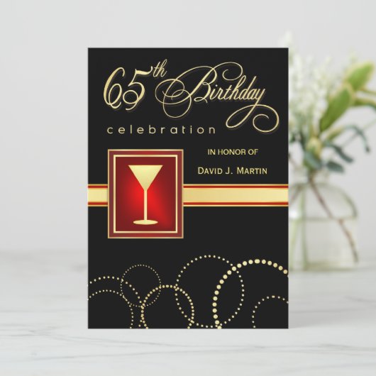 65. Geburtstags-Party Einladungen (Stehend Vorderseite)