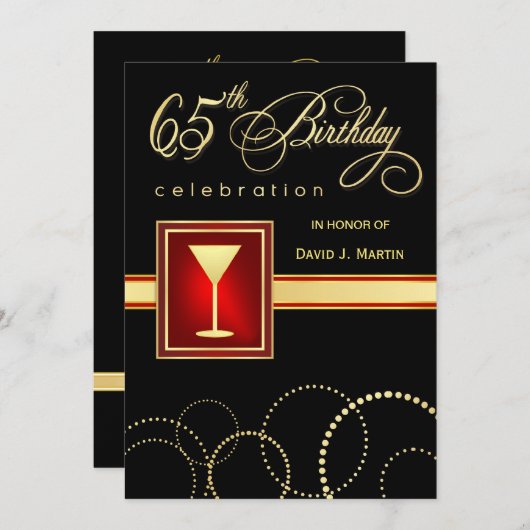 65. Geburtstags-Party Einladungen (Vorne/Hinten)