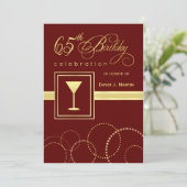 65. Geburtstags-Party Einladungen - Burgunder u. (Stehend Vorderseite)