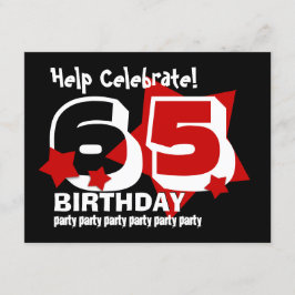 65. Geburtstags-Party ROT hat Schablone V2 in der Einladung