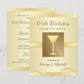 65. Geburtstags-Überraschungs-Party Einladungen - (Vorne/Hinten)