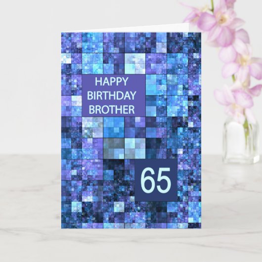 65. Geburtstagsbruder, Blaue Quadrate, Karte (Orchidee)