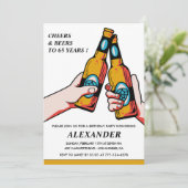 65. Geburtstagseinladungen Cheers Beers Men Vintag Einladung (Stehend Vorderseite)