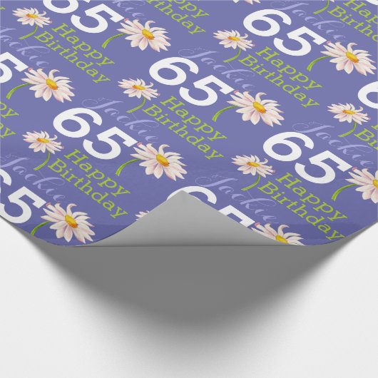 65. Geburtstagsfeier Blume Peri Blau Geschenkpapier (Ecke)