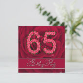 65. Geburtstagsfeier mit Rose Einladung (Stehend Vorderseite)