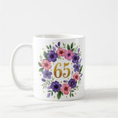 65. Geburtstagsfeier Tasse - Blumenkranz mit Goldn (Links)