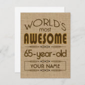 65. Geburtstagsfeier Weltklasse Einladungspostkarte (Vorne/Hinten)