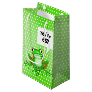 65. Geburtstagsfrosch auf Polka Dots Kleine Geschenktüte