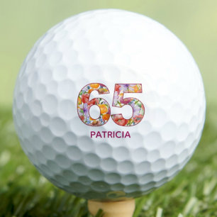 65. Geburtstagsgeschenk Florale Zahl - 65 Jahre Sp Golfball