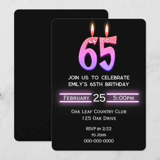 65. Geburtstagskandale Einladung (Vorne/Hinten)