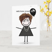 65. Geburtstagsmarine mit Ballon-Strichmännchen Karte (Gelbe Blume)