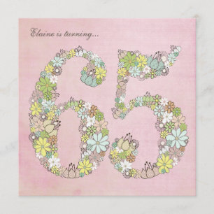 65. Geburtstagspartei Pink Blüten Custom Einladung