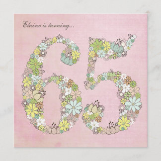 65. Geburtstagspartei Pink Blüten Custom Einladung