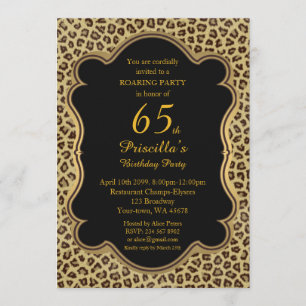 65. Geburtstagsparty 65., Cheetah, Black & Gold Einladung