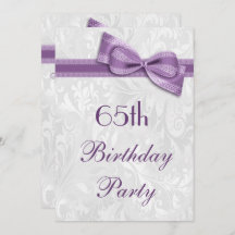 65. Geburtstagsparty Damask und Lila Imitat Bow