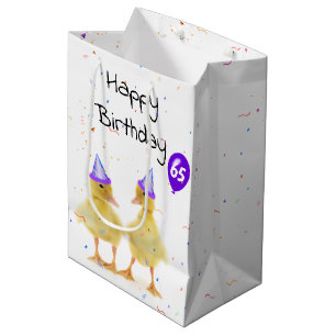 65. Geburtstagsparty Ducks mit Ballon Mittlere Geschenktüte
