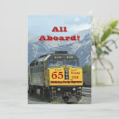 65. Geburtstagsparty Einladung Eisenbahn Zug (Stehend Vorderseite)