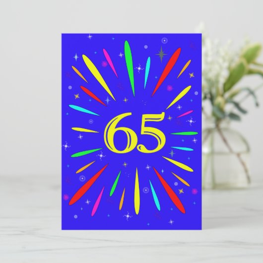 65. Geburtstagsparty Einladung Explosion (Stehend Vorderseite)