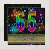 65. Geburtstagsparty Einladung mit Blasen (Vorne/Hinten)
