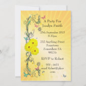 65. Geburtstagsparty Einladung mit gelber Blume (Rückseite)