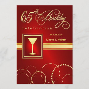 65. Geburtstagsparty Einladungen - Ruby Red & Gold
