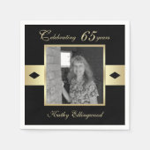 65. Geburtstagsparty Foto auf Black Serviette (Vorderseite)