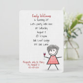 65. Geburtstagsparty Girl with Wine Einladung (Stehend Vorderseite)