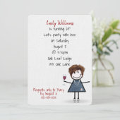 65. Geburtstagsparty Girl with Wine Einladung (Stehend Vorderseite)