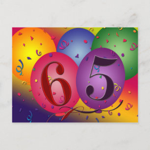 65. Geburtstagsparty Postcard lädt ein - Individue Einladungspostkarte