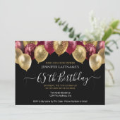 65. Geburtstagsparty Rot und Gold Einladung (Stehend Vorderseite)