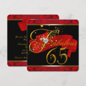 65. Geburtstagsparty von Frauen Red Fabulous Einladung (Vorne/Hinten)