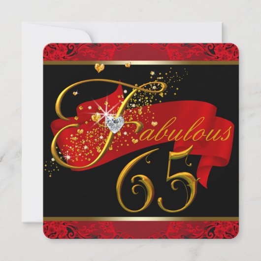 65. Geburtstagsparty von Frauen Red Fabulous Einladung (Vorderseite)