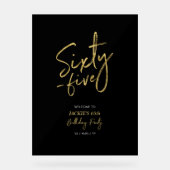 65. Geburtstagsparty von Gold & Black Acrylschild (Vorderseite)