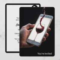 65. Geburtstagsparty Wein auf Smartphone-Bildschir