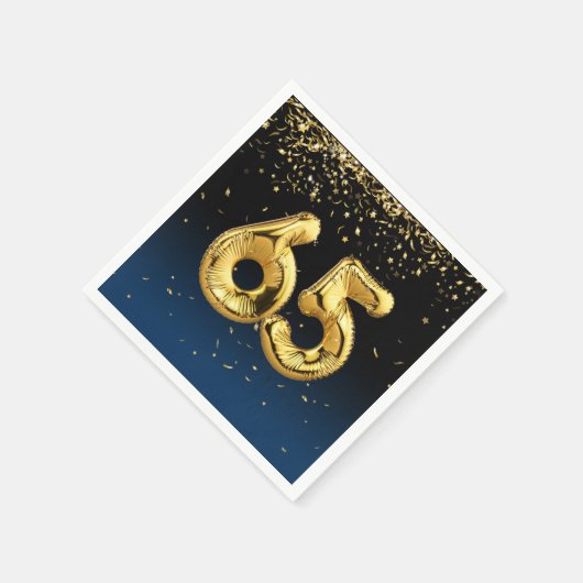 65. Gold Party Balloons und Confetti Napkins Serviette (Ecke)