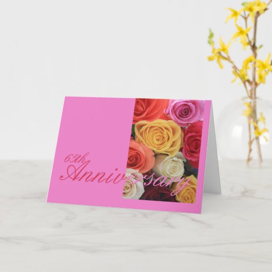 65. Hochzeit Jubiläum gemischte Rosenbukett Karte (Gelbe Blume)