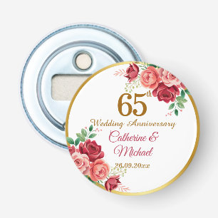 65. Hochzeitsjubiläum Goldrahmen Blumen Flaschenöffner