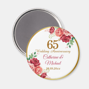 65. Hochzeitsjubiläum Goldrahmen Blumen Magnet