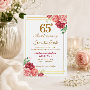 65. Hochzeitsjubiläum Goldrahmen Blumen  Save The Date