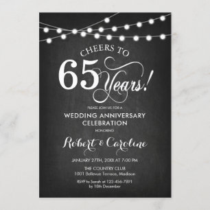65. Hochzeitstag - Chalkboard Schwarz-weiß Einladung