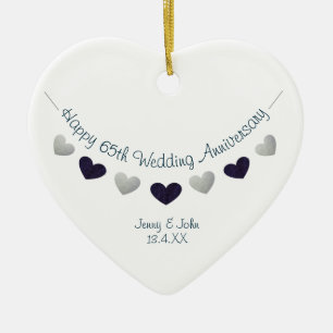 65. Hochzeitstag Ehemann & Ehefrau Keramik Ornament