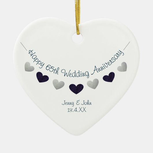 65. Hochzeitstag Ehemann & Ehefrau Keramik Ornament (Vorne)