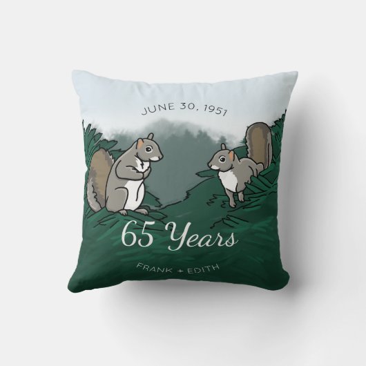 65. Hochzeitstag-Eichhörnchen Kissen (Rückseite)