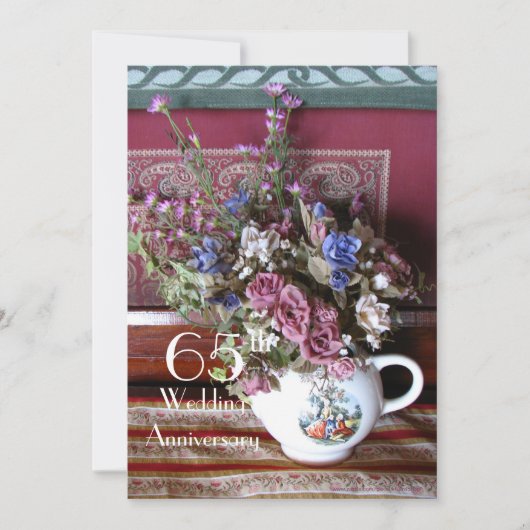 65. Hochzeitstag Einladung zum Vintagen Teapot (Vorderseite)