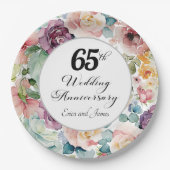 65. Hochzeitstag Elegantes Drehbuch Pappteller (Vorderseite)