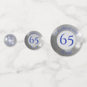 65. Hochzeitstag Foto Blue Silver Konfetti (Rückseiten)
