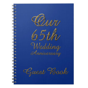 65. Hochzeitstag-Gast-Buch-Blau-Saphir Notizblock