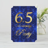 65. Hochzeitstag Gold Blue Sapphire Chic Einladung (Stehend Vorderseite)